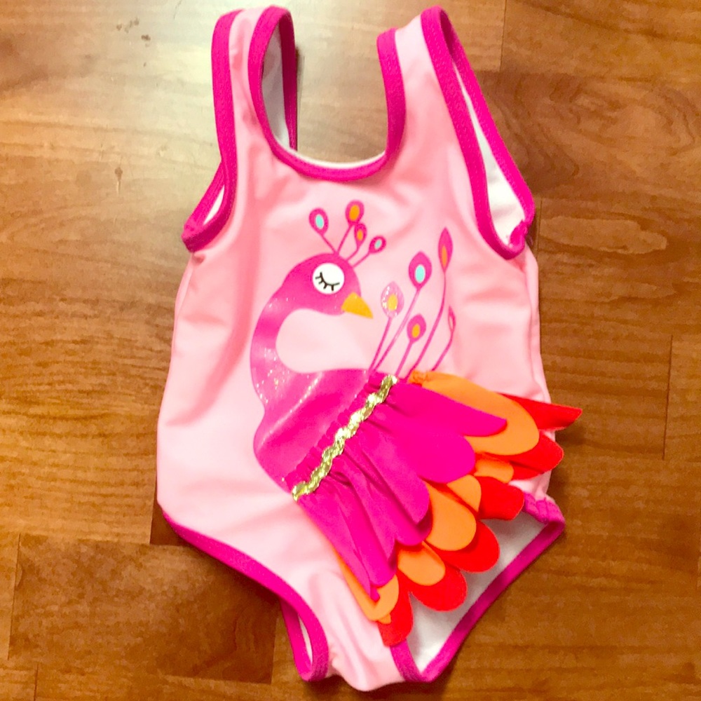 Girls 9 month peacock bathing suit